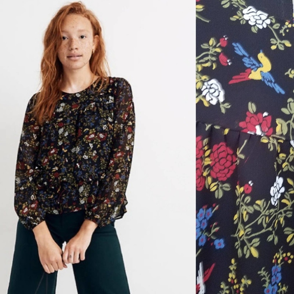 Madewell Ruffle Peplum Floral Top Size XXS